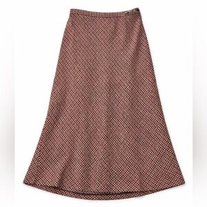 Sag Harbor Vintage Micro Check Plaid A-Line Midi Skirt Red Black Cream Size 10
